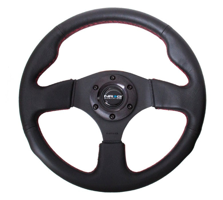 NRG Reinforced Steering Wheel 320mm Black w/ Red Stitch - Universal