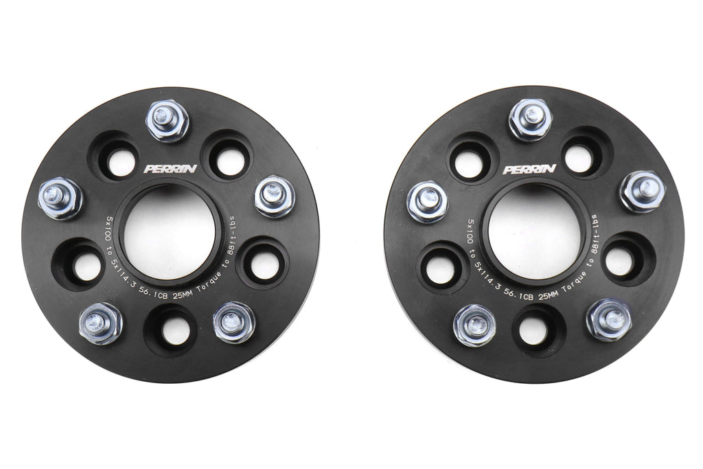 PERRIN 5x100 to 5x114.3 25mm Wheel Adapters Black - Subaru Models (inc. 2002-2014 WRX)