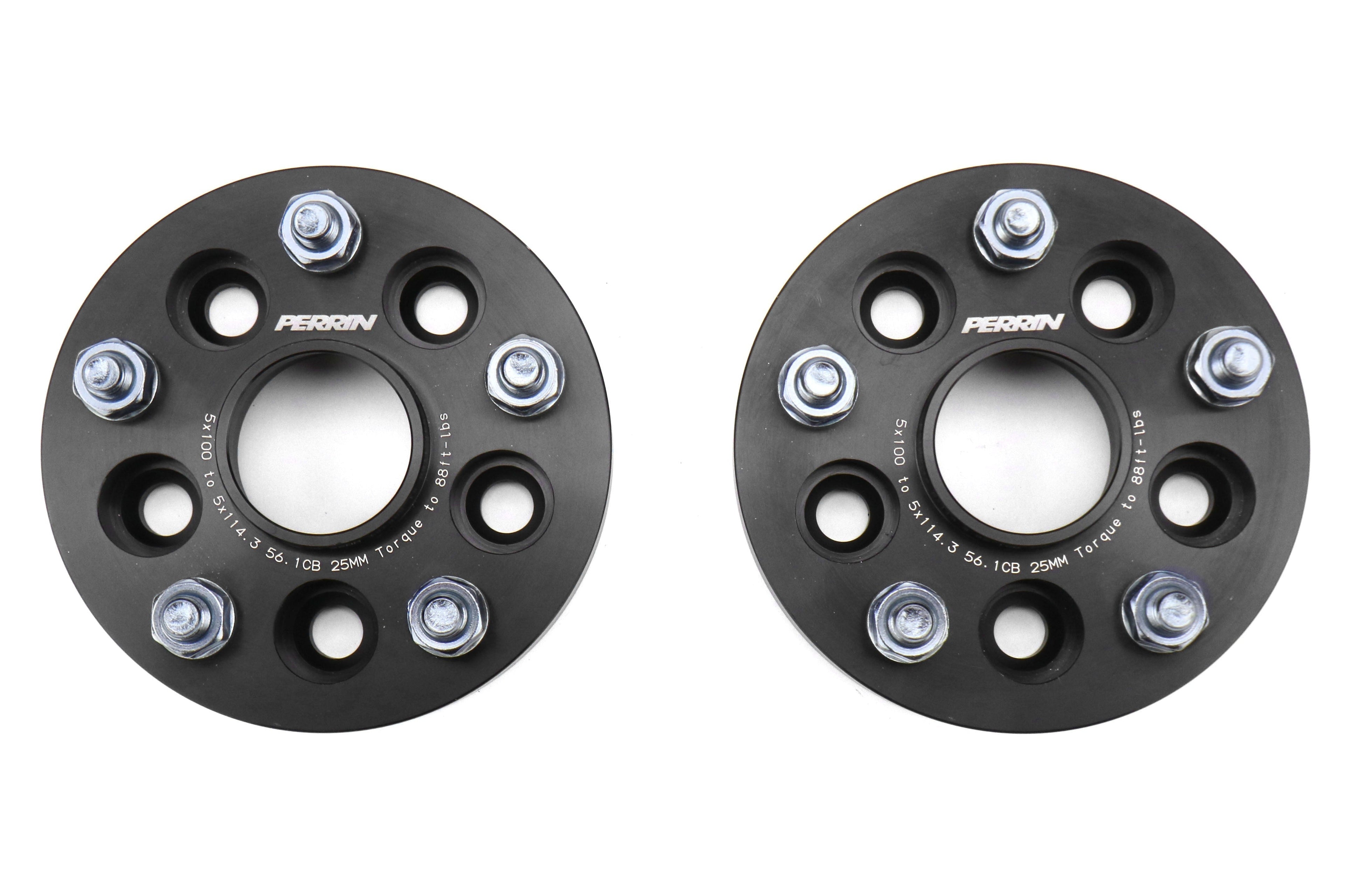 PERRIN 5x100 to 5x114.3 25mm Wheel Adapters Black - Subaru Models (inc. 2002-2014 WRX)