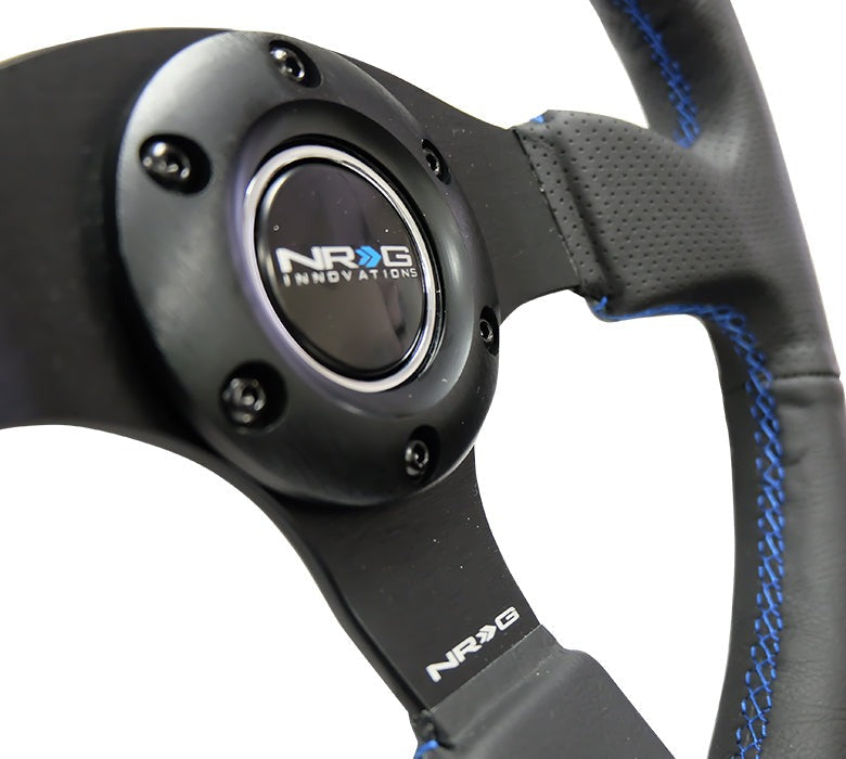 NRG Reinforced Steering Wheel 320mm Black w/ Blue Stitch - Universal