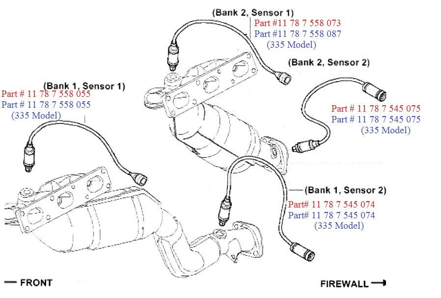 BMW E9X 3-Series Post Cat Oxygen Sensor Aftermarket 11787545074 or 11787545075