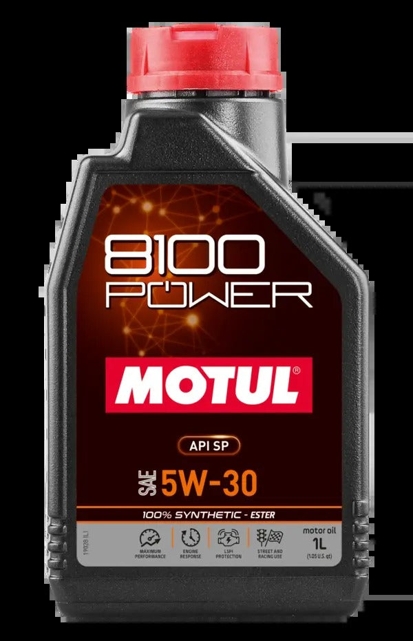 Motul 8100 Power 5W30 Synthetic Engine Oil (1 Liter Bottle)