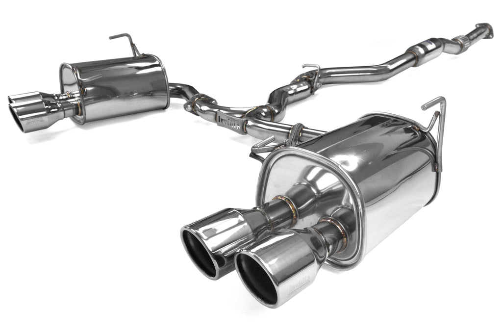 Invidia 4Dr Q300 Twin Outlet Rolled Stainless Steel Quad Tip Cat-Back Exhaust - Stainless Tips - 2015-2021 Subaru WRX / STI
