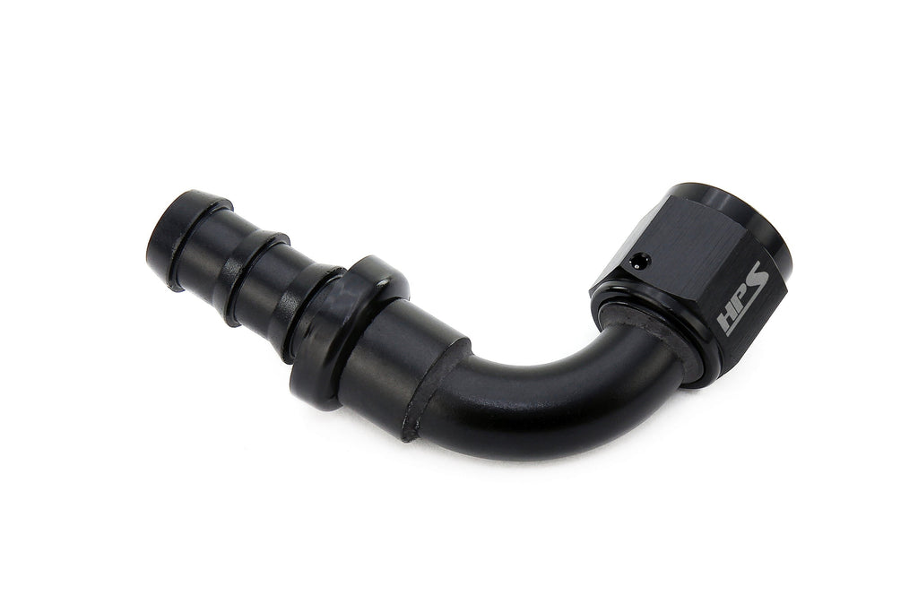 HPS Performance Push-on Hose End to AN Female, Aluminum, Black