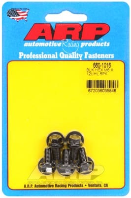 ARP M6 x 1.00 x 12 Hex Black Oxide Bolts (Set of 5)