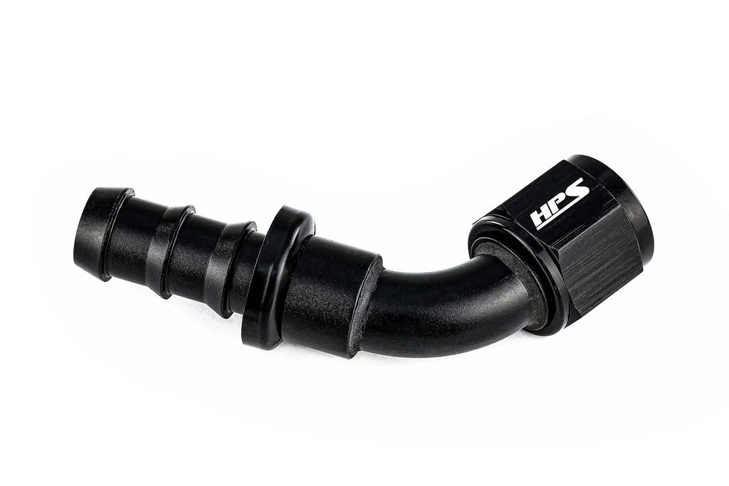 HPS Performance Push-on Hose End to AN Female, Aluminum, Black