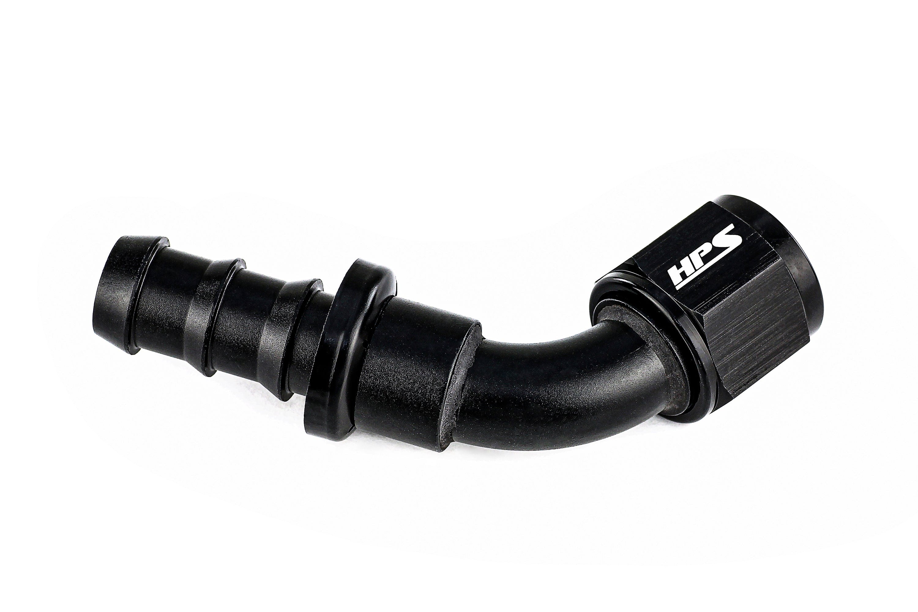 HPS Performance Push-on Hose End to AN Female, Aluminum, Black