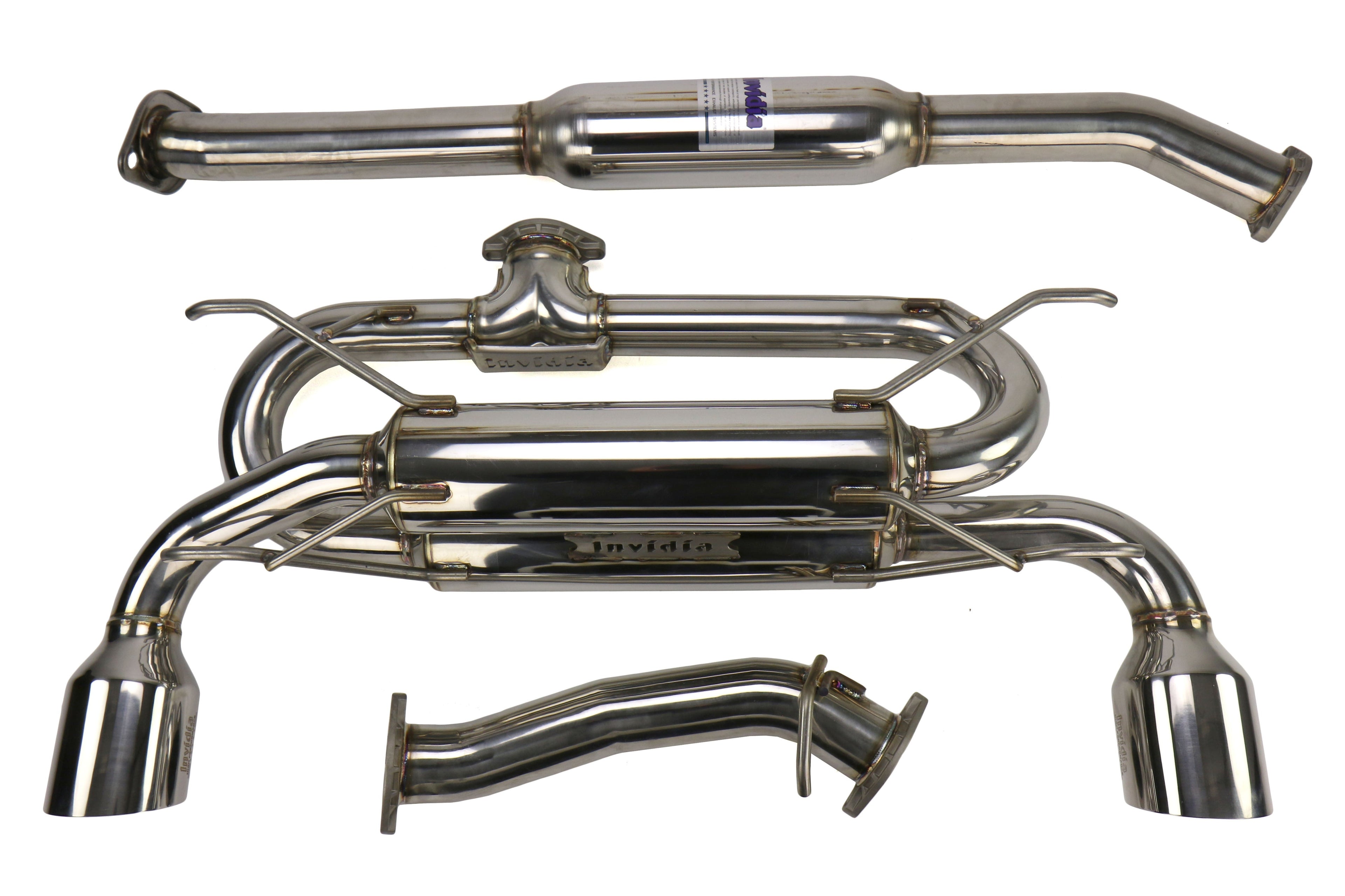 Invidia Gemini R400 Dual Tip Catback Exhaust - Stainless Steel Tips - 2013-2021 Scion FR-S / Subaru BRZ / Toyota 86