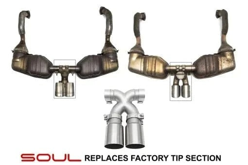 Porsche 718 Cayman / Boxster Bolt-On X-Pipe With Tips Straight Cut Single Wall Tips