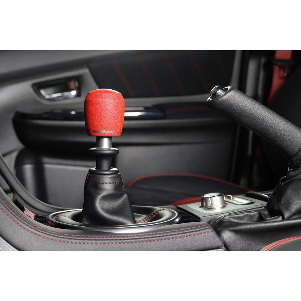 GrimmSpeed Stubby Shift Knob Stainless Steel Red - Subaru 6MT Models (inc. 2004+ STI / 2013+ BRZ)