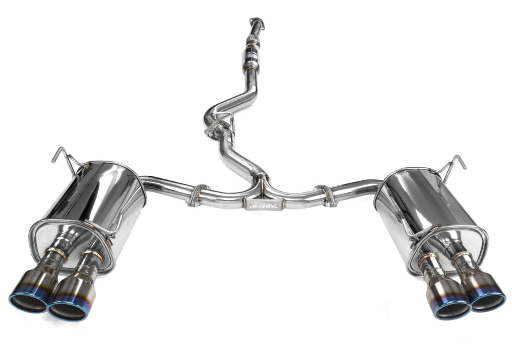 Invidia 4Dr Q300 Twin Outlet Rolled Titanium Burnt Quad Tip Cat-Back Exhaust - Titanium Tips - 2015-2021 Subaru WRX / STI