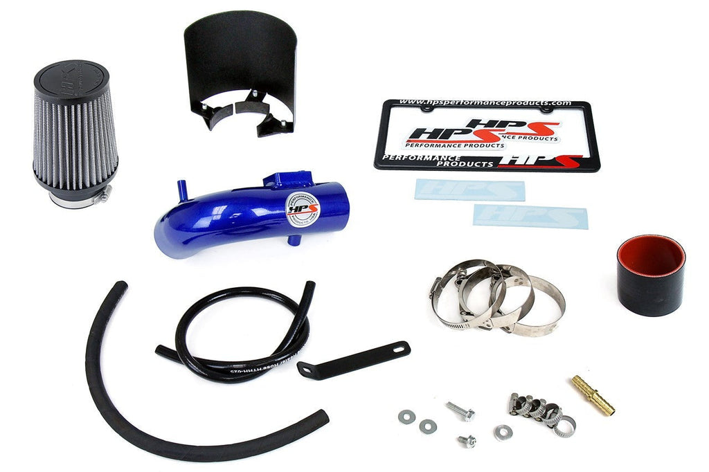 HPS Performance Shortram Air Intake Kit 2015-2018 Honda Fit 1.5L, Includes Heat Shield, Blue