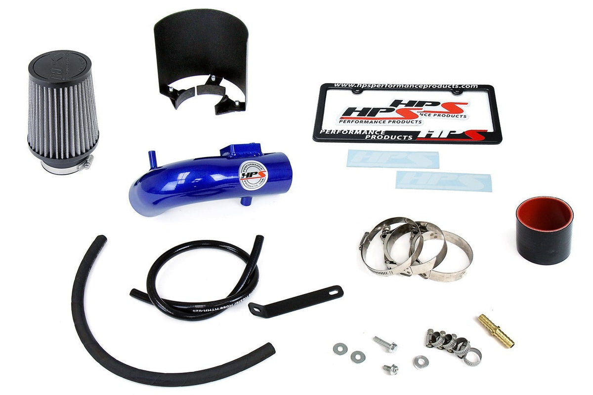 HPS Performance Shortram Air Intake Kit 2015-2018 Honda Fit 1.5L, Includes Heat Shield, Blue