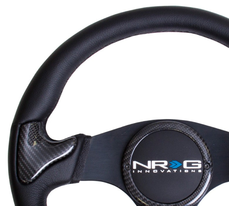 NRG 350mm carbon fiber steering wheel Black Frame With Black Stitching - Universal
