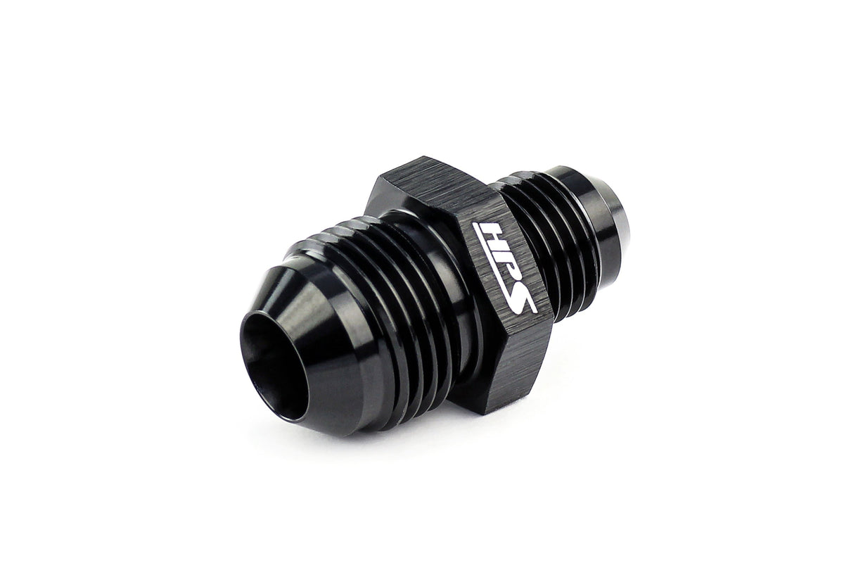 HPS Performance AN Male To Male Reducer Union Coupler Adapter, Aluminum, Black