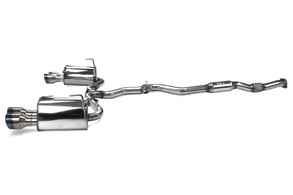 Invidia 4Dr Q300 Twin Outlet Rolled Titanium Burnt Quad Tip Cat-Back Exhaust - Titanium Tips - 2015-2021 Subaru WRX / STI