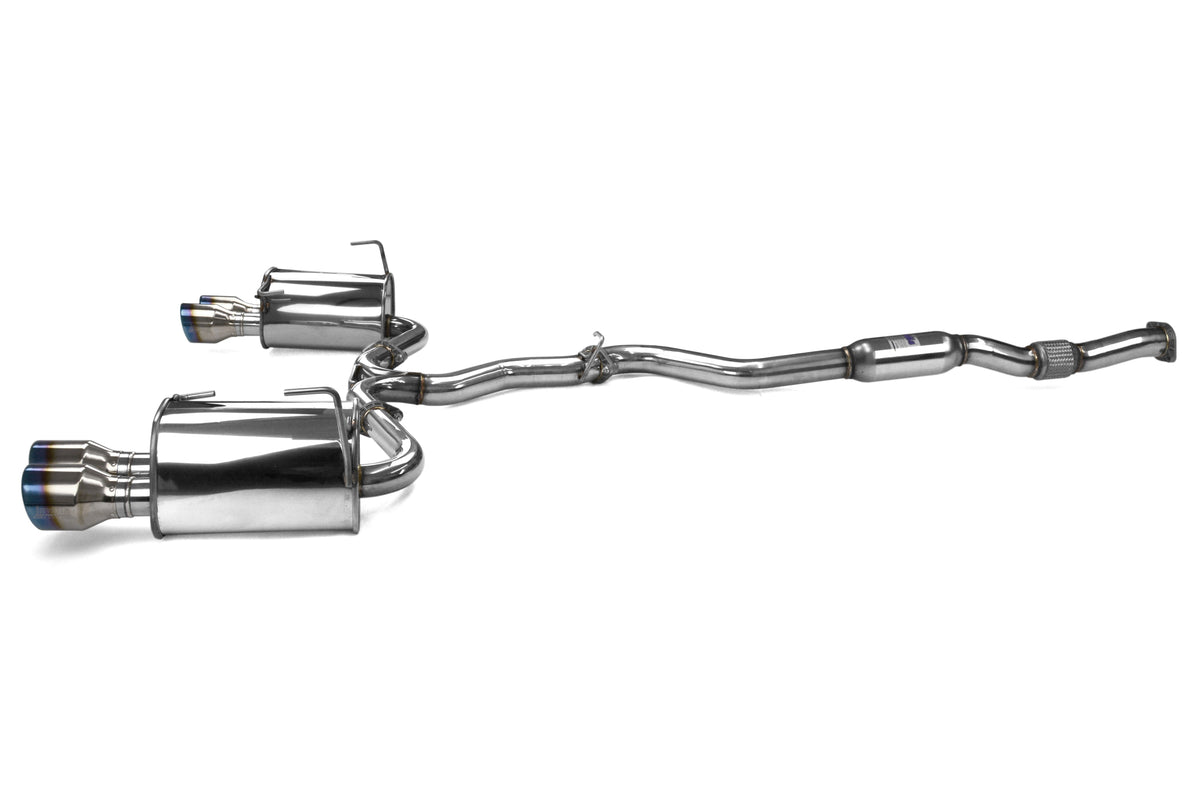 Invidia 4Dr Q300 Twin Outlet Rolled Titanium Burnt Quad Tip Cat-Back Exhaust - Titanium Tips - 2015-2021 Subaru WRX / STI