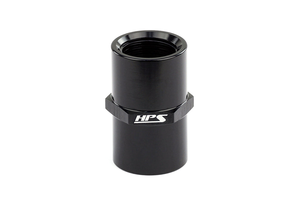 HPS Performance Straight NPT Female To NPT Female Coupler Adapter, Aluminum, Black