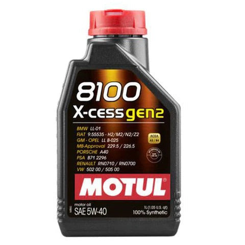 Motul 8100 X-Cess 5W40 Synthetic Engine Oil (1 Liter Bottle)