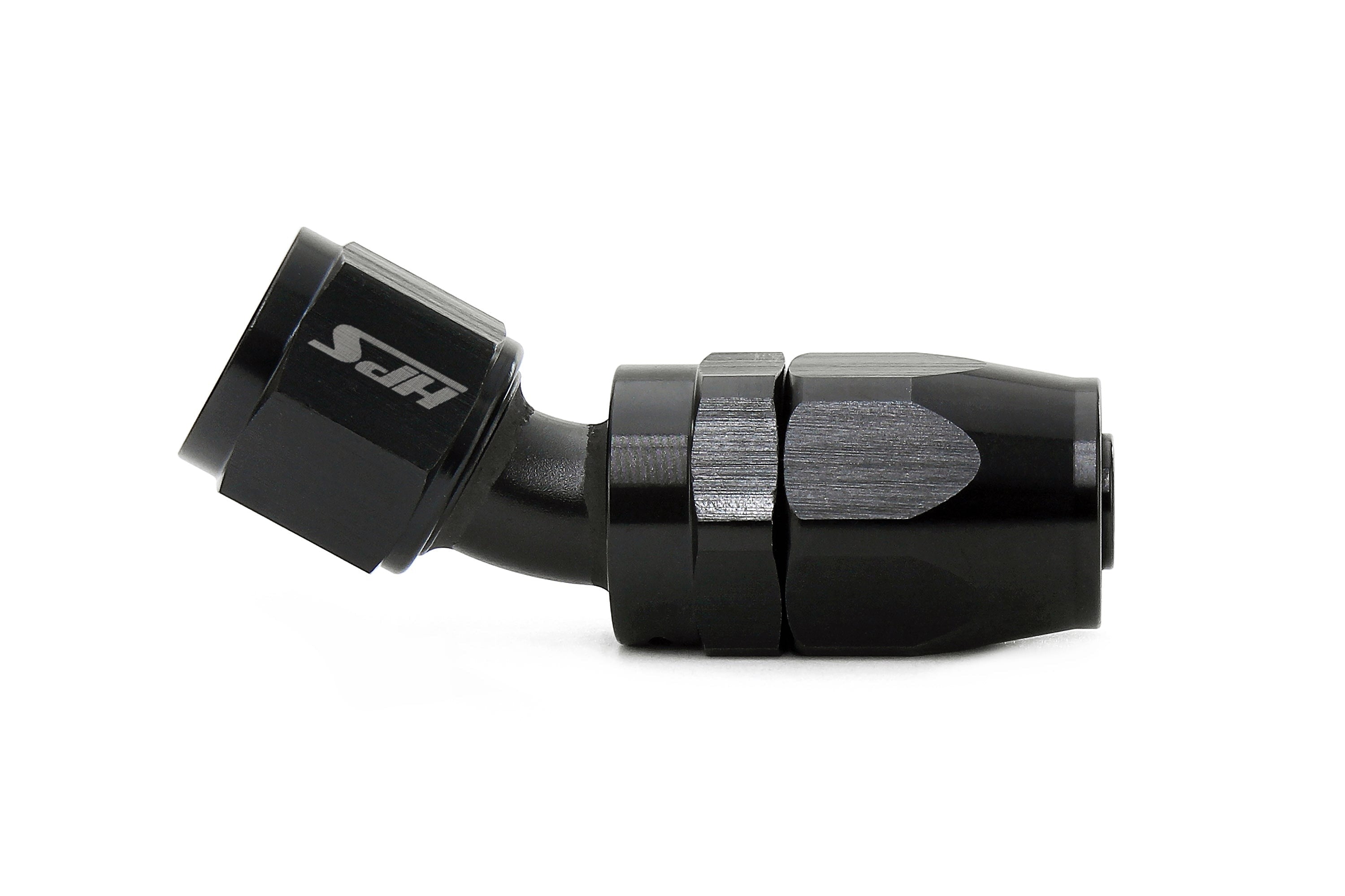HPS Performance Compression Double Swivel Hose End to AN Female, Aluminum, Black