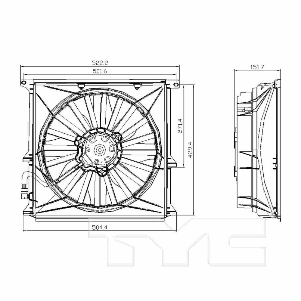BMW E36 318i, 318is & 318ti Auxiliary Fan Radiator By TYC 64508372039