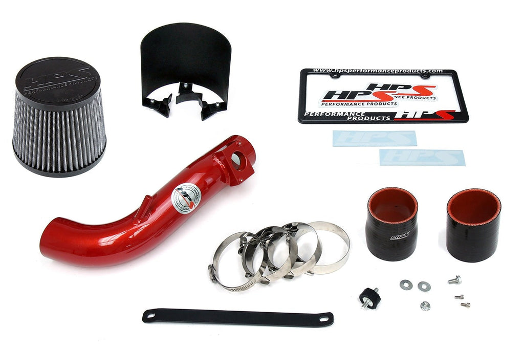 HPS Performance Shortram Air Intake Kit 2008-2014 Mitsubishi Lancer 2.0L 2.4L Non Turbo, Includes Heat Shield, Red