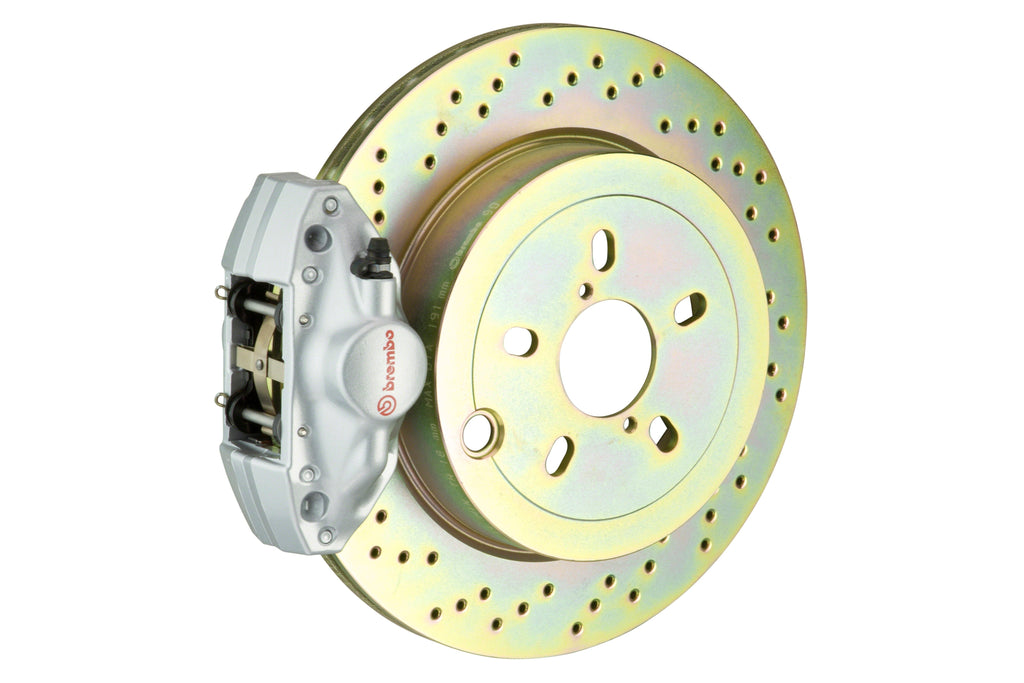 Brembo Gran Turismo Drilled Brake Kit 2 Piston 1-Piece Silver Rear - 2013-2016 Scion FR-S / 2013-2020 Subaru BRZ / 2017-2019 Toyota 86