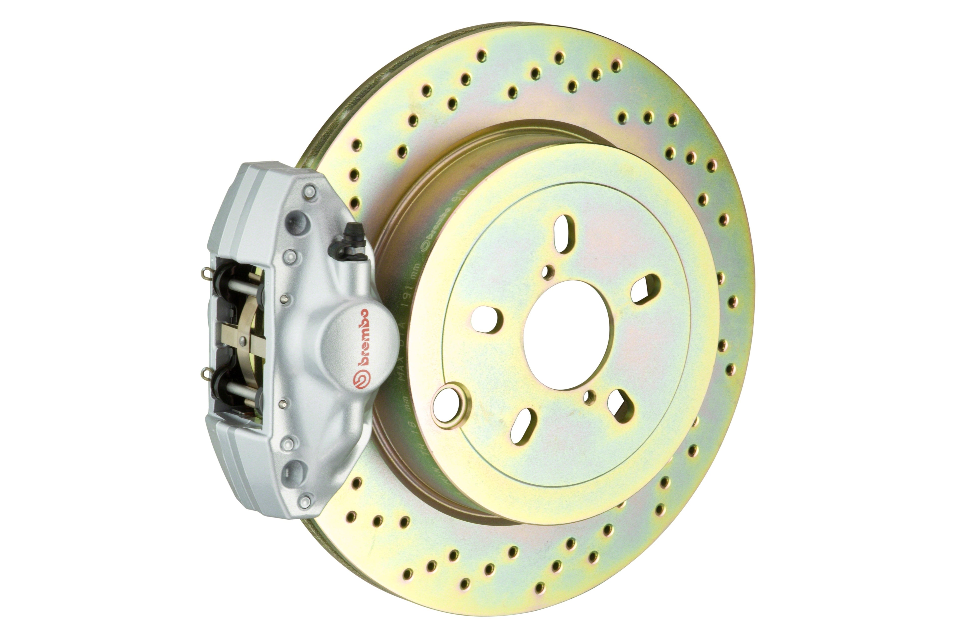 Brembo Gran Turismo Drilled Brake Kit 2 Piston 1-Piece Silver Rear - 2013-2016 Scion FR-S / 2013-2020 Subaru BRZ / 2017-2019 Toyota 86