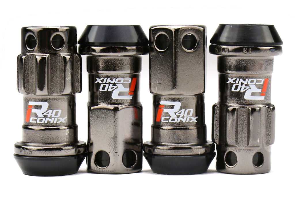 Project Kics R40 16+4 Iconix Locking Lug Nut Set w/ Black Plastic Caps M12x1.25 - Universal