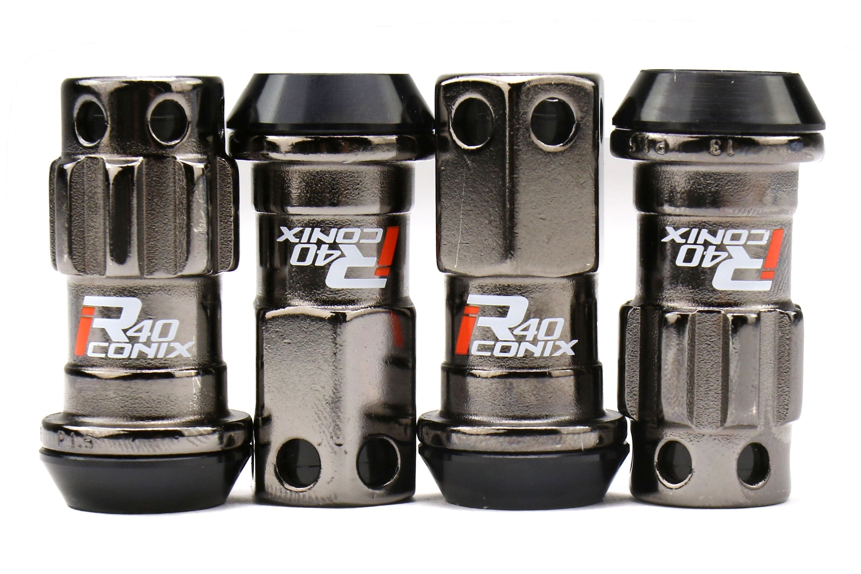 Project Kics R40 16+4 Iconix Locking Lug Nut Set w/ Black Plastic Caps M12x1.25 - Universal