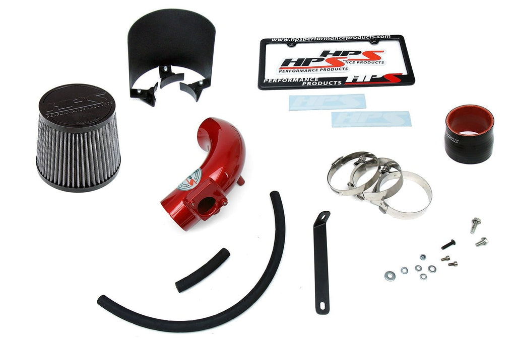 HPS Performance Shortram Air Intake Kit 2006-2007 Mazda Mazda5 2.3L Non Turbo, Includes Heat Shield, Red