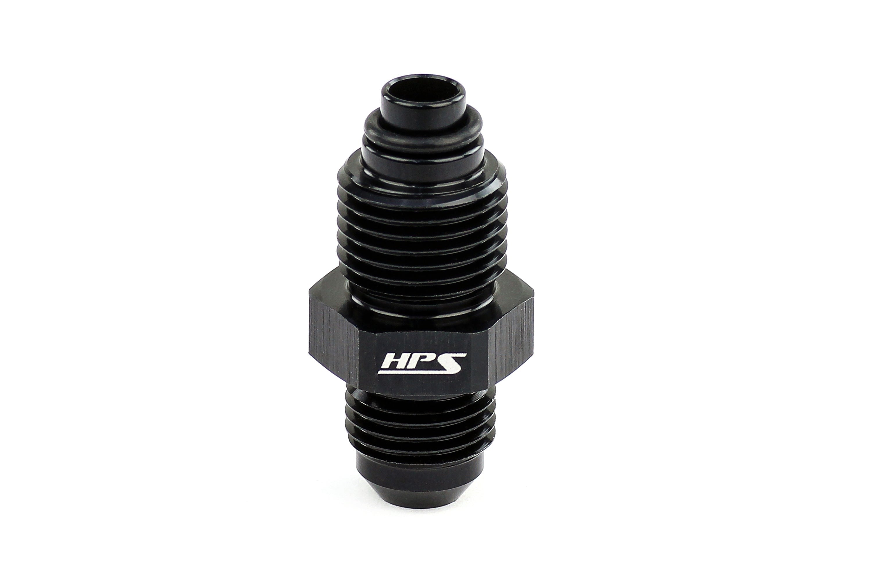HPS Performance AN Male to Metric Thread Male O-Ring Tip Adapter, Aluminum, Black
