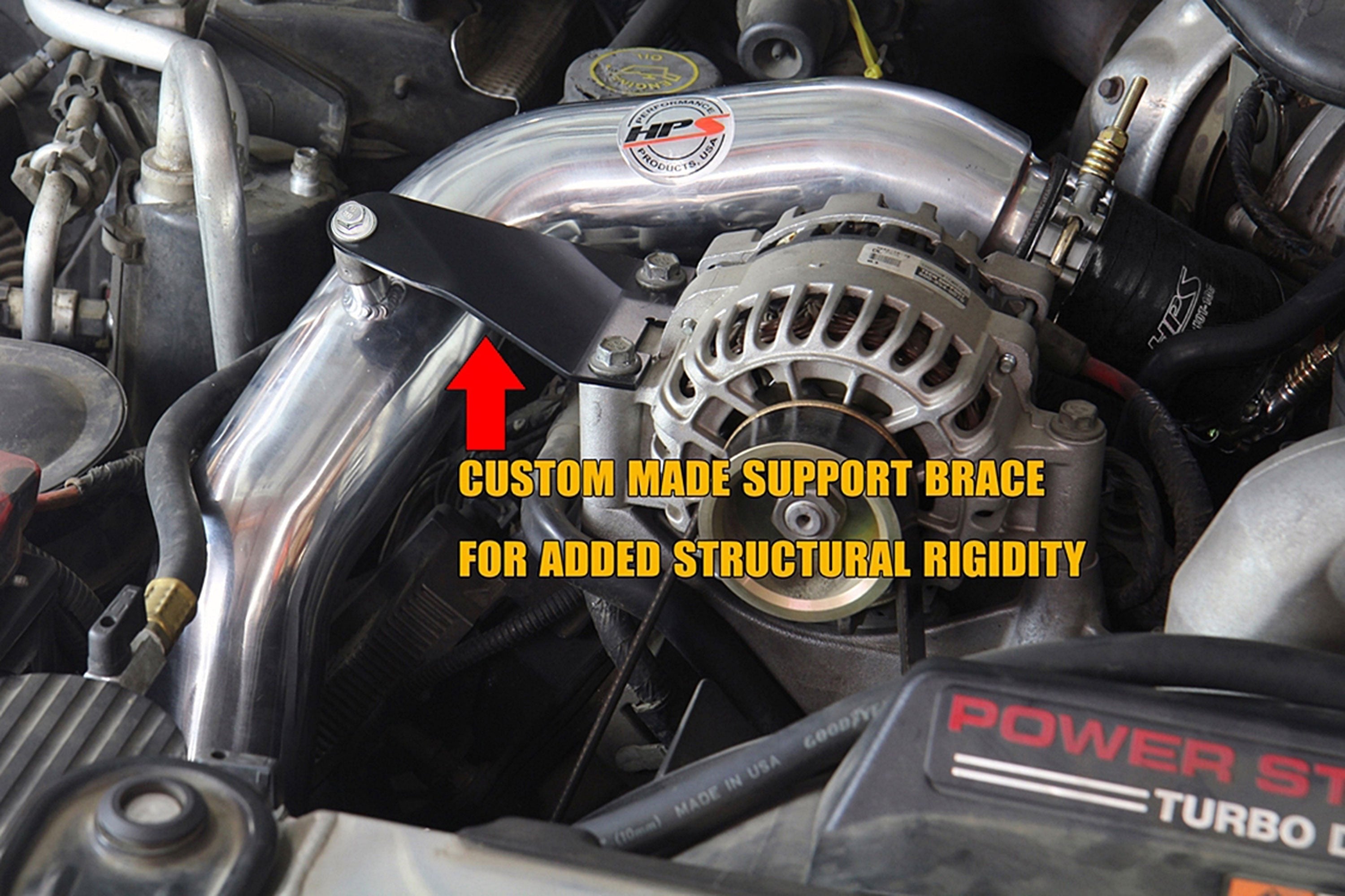 HPS Hot Side Charge Pipe with CAC Hose Intercooler Boots, 03-07 Ford F550 Superduty Powerstroke 6.0L Diesel Turbo