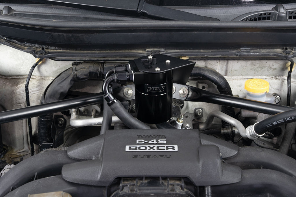 HPS Performance Aluminum Oil Catch Can Kit 2013-2016 Scion FRS, Black, 860-030WB