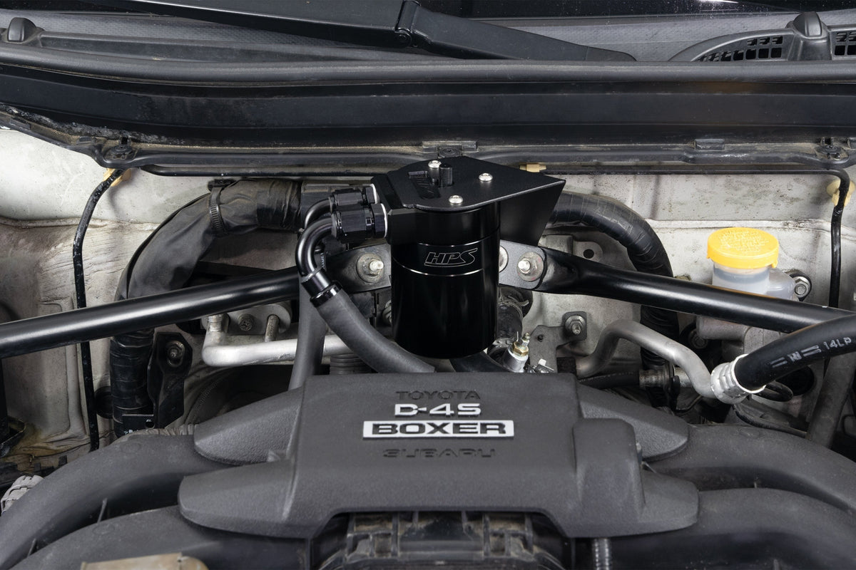 HPS Performance Aluminum Oil Catch Can Kit 2017-2020 Toyota 86 2.0L FA20, Black, 860-030WB