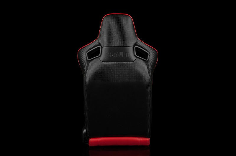 Braum Elite Series Sport Seats - Red Leatherette (Black Stitching) Pair - Universal