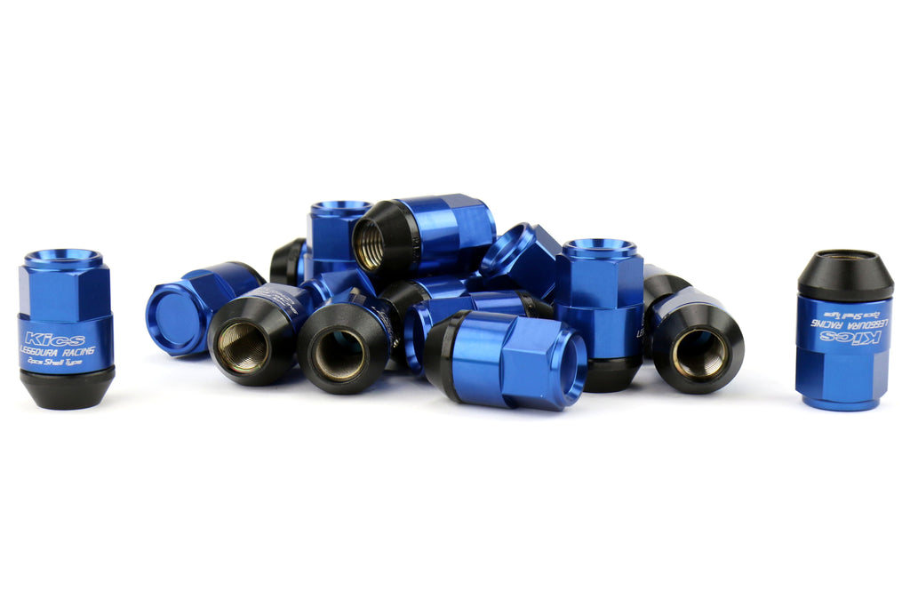 Project Kics Leggdura Racing Shell Type Lug Nut Set 35mm Closed-End Look 12X1.25 Blue - Universal