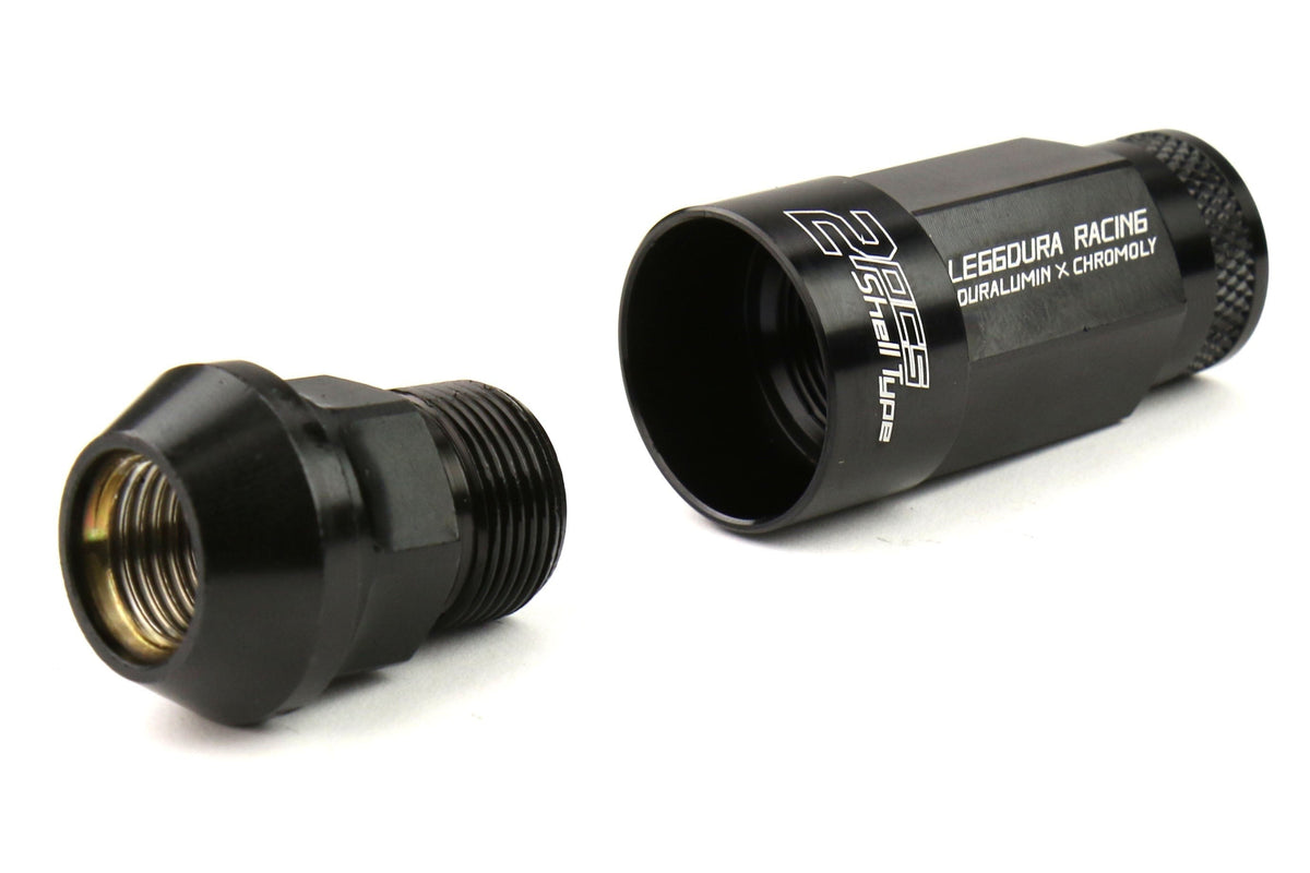 Project Kics Leggdura Racing Shell Type Lug Nut Set 53mm Open-End Look 12X1.25 Black - Universal