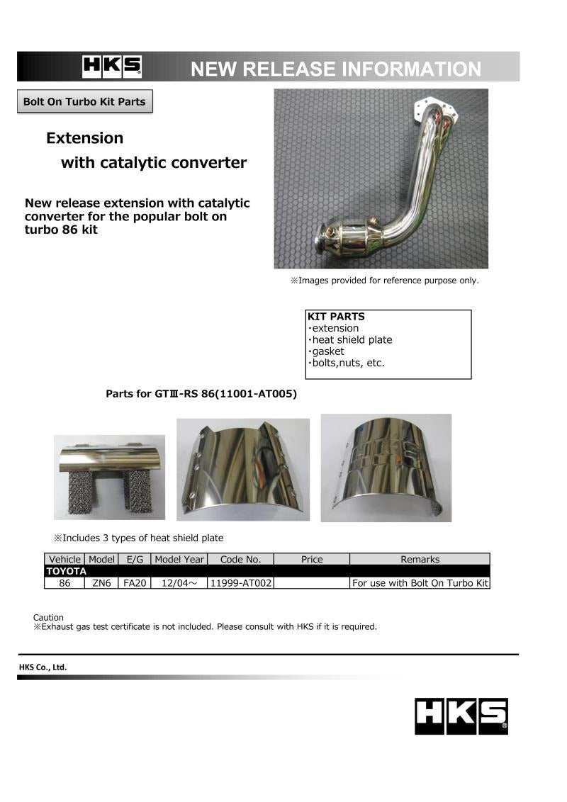 HKS Extension Kit w/ Catalytic Converter - 2013-2021 Subaru BRZ /Scion FR-S/ Toyota 86