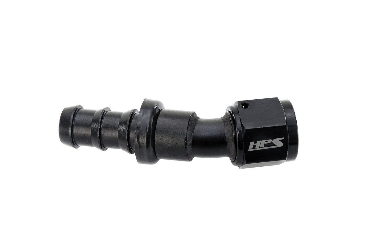 HPS Performance Push-on Hose End to AN Female, Aluminum, Black
