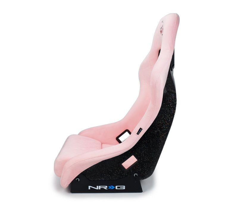 NRG Innovations FRP Bucket Seat PRISMA Edition with pearlized back. All Pink alcantara vegan material. (Medium) - Universal