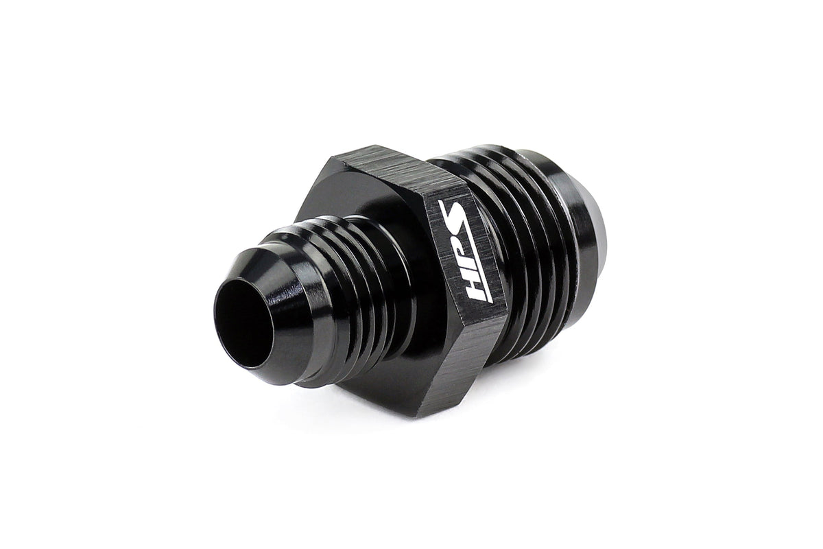 HPS Performance AN Male To Male Reducer Union Coupler Adapter, Aluminum, Black