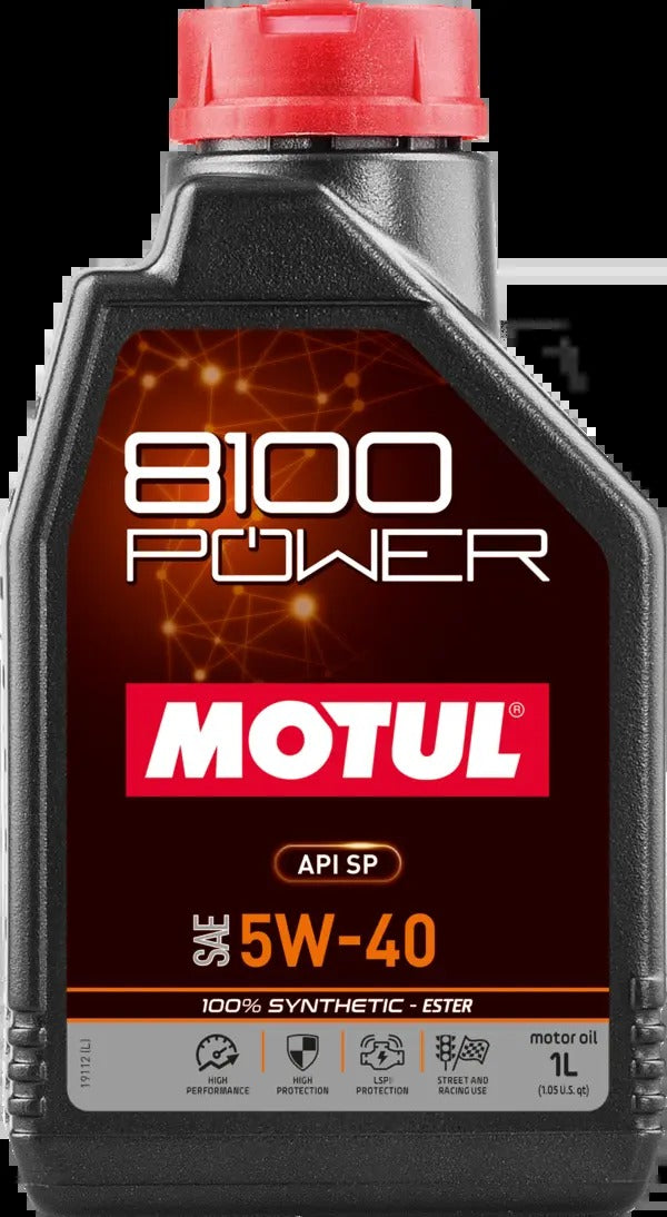 Motul 8100 Power 5W40 Synthetic Engine Oil (1 Liter Bottle)
