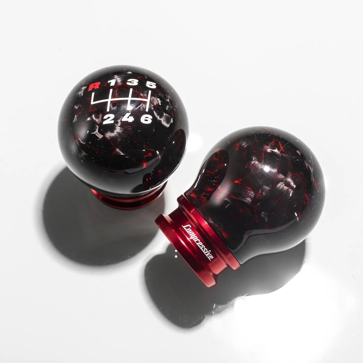 Compressive Tuning Red Forged Carbon Shift Knob - Height Adjustable M12x1.25mm - Subaru Models
