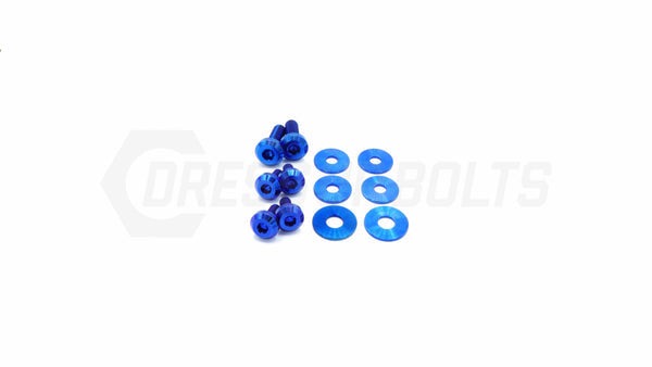Dress Up Bolts Titanium Hardware Kit w/ Verus Engineering Turbo Heat Shield (Blue) - 2020-2024 Toyota Supra MKV