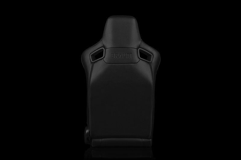Braum Elite Series Sport Seats - Black Leatherette (White Stitching) Pair - Universal
