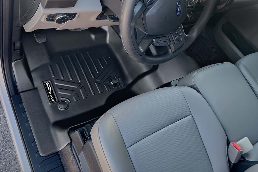 SMARTLINER Floor Liners for 2017-2026 SuperCab | Vinyl | 2nd Row Bench Seat with rear underseat storage