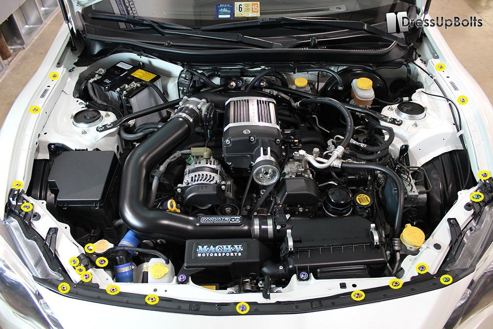 Fast Turn Fittings Stage 1 Titanium Hardware Engine Bay Kit (Gold) - 2013-2016 Scion FR-S / 2013-2020 Subaru BRZ / 2017-2020 Toyota 86