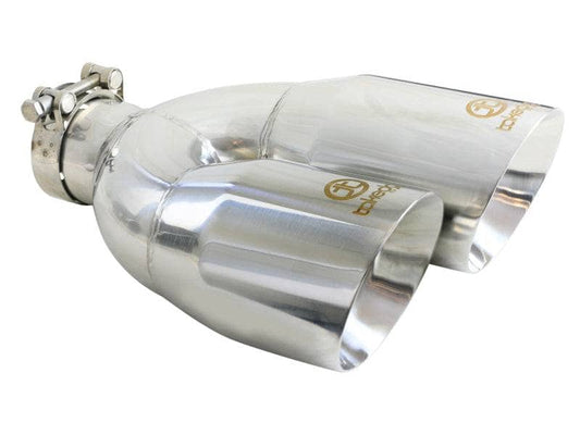 aFe Takeda 2.5in 304 Stainless Steel Clamp-on Exhaust Tip Drivers Side 2.5in Inlet 4inDual- Polished