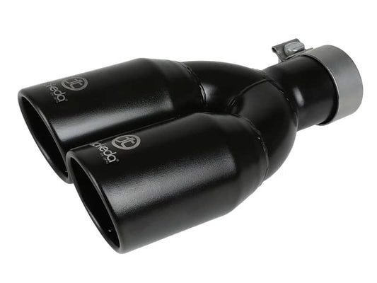 aFe Takeda 304 Stainless Steel Clamp-on Exhaust Tip Black 2-1/2ininlet x 3-1/2in Outlet X 12in L